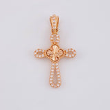 Dije Cruz Trébol Diamantado 1.75g / 1 1/4 in Oro Rosa 18K