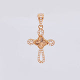 Dije Cruz Trébol Diamantado 1.75g / 1 1/4 in Oro Rosa 18K
