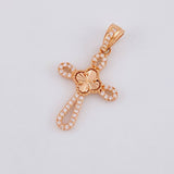 Dije Cruz Trébol Diamantado 1.75g / 1 1/4 in Oro Rosa 18K