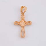 Dije Cruz Trébol Diamantado 1.75g / 1 1/4 in Oro Rosa 18K