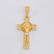 Dije Cruz Cristo San Benito 6.2g / 1 3/4 in Dos Oros Amarillo Blanco 18K