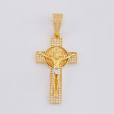 Dije Cruz Cristo San Benito 6.2g / 1 3/4 in Dos Oros Amarillo Blanco 18K