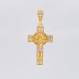 Dije Cruz Cristo San Benito 6.2g / 1 3/4 in Dos Oros Amarillo Blanco 18K