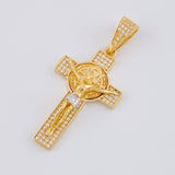 Dije Cruz Cristo San Benito 6.2g / 1 3/4 in Dos Oros Amarillo Blanco 18K