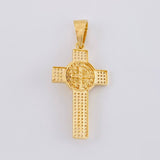 Dije Cruz Cristo San Benito 6.2g / 1 3/4 in Dos Oros Amarillo Blanco 18K