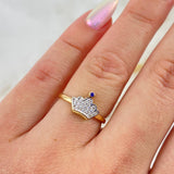 Crown Ring 1.8gr / T4 1/2 / White-Purple Zircons Yellow Gold