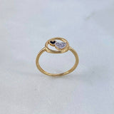 Hearts Ring 1.55gr / Size 4 3/4 / White-Black Zircons Two Yellow and White Golds