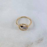 Hearts Ring 1.55gr / Size 4 3/4 / White-Black Zircons Two Yellow and White Golds