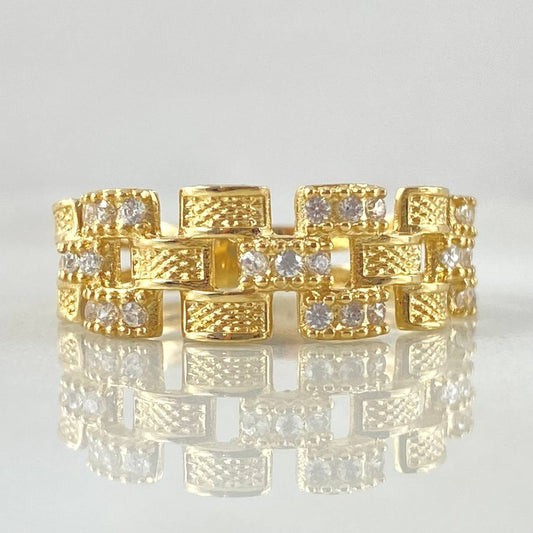 Rustic Interlaced Strap Ring 4.15gr / Size 8 1/4 / 18K Gold