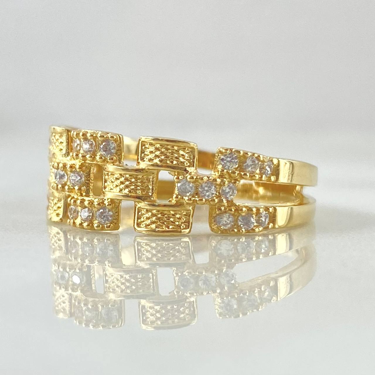 Rustic Interlaced Strap Ring 4.15gr / Size 8 1/4 / 18K Gold