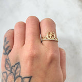Ring 15s Swan Crown 1.8gr / Size 6 3/4 / 18K Gold