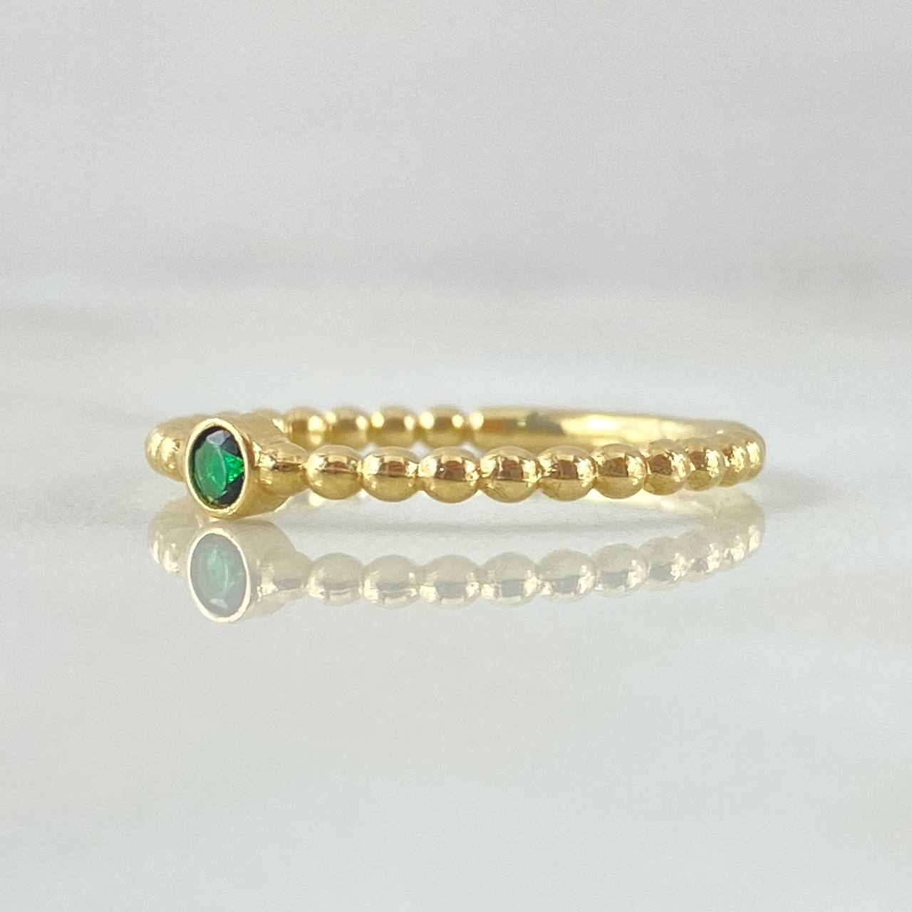 Anillo Solitario Bisel Esfera 1.65gr / T6 / Oro 18K