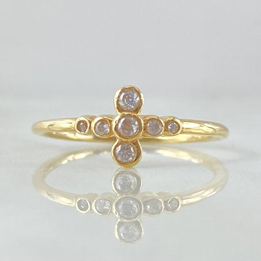Bubbly Cross Ring 1.95gr / Size 7 1/4 / 18K Gold