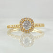 Square Halo Solitaire Ring 1.7gr / Size 5 1/4 / 18K Gold -
