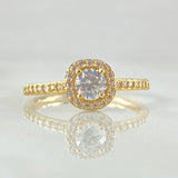 Square Halo Solitaire Ring 1.7gr / Size 5 1/4 / 18K Gold -