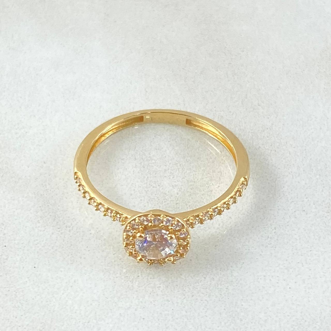 Square Halo Solitaire Ring 2.2gr / Size 7 / 18K Gold