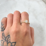Square Halo Solitaire Ring 1.7gr / Size 5 1/4 / 18K Gold -