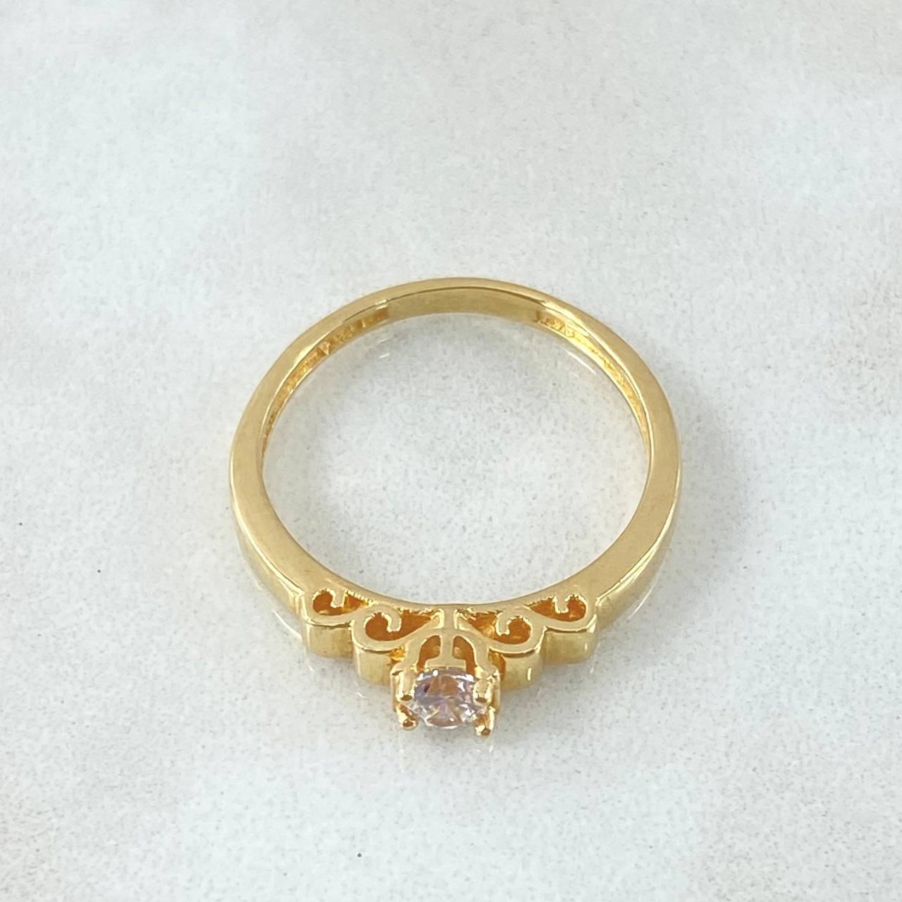 Anillo Solitario Corazones Roto 2.4gr / T7 1/4 / Oro 18K -