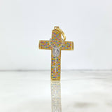 Pendant Cruz Rosario Milagrosa 5.75gr / 4.9cm / Colored Zircons Yellow Gold