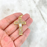 Pendant Cruz Rosario Milagrosa 5.75gr / 4.9cm / Colored Zircons Yellow Gold