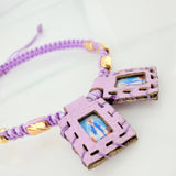 Woven Lilac Bracelet Scapular Diamond Cut Cylinders 6Units Yellow Gold 18K