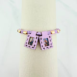 Woven Lilac Bracelet Scapular Diamond Cut Cylinders 6Units Yellow Gold 18K