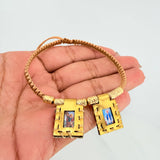 Woven Khaki Bracelet Scapular Diamond Cut Cylinders 6Units Yellow Gold 18K