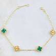 Clover Bracelet Green Malachite Diamond Cut 3.9gr / 7 1/2 in / 18K Gold +0$