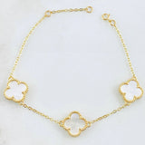 Modular Bracelet Clover White 3.75 g / 6 3/4 in - 6 in / 0.65 mm 18K Yellow Gold