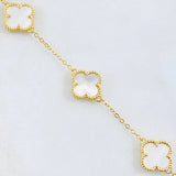 Modular Bracelet Clover White 3.75 g / 6 3/4 in - 6 in / 0.65 mm 18K Yellow Gold