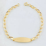 Pulso Bebé Espiga Placa Ovalada 1gr / 5 in / Oro Amarillo 18K