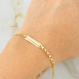 Pulso Bebé Espiga Placa Rectangular 1.15gr / 5 1/2 in / Oro Amarillo 18K