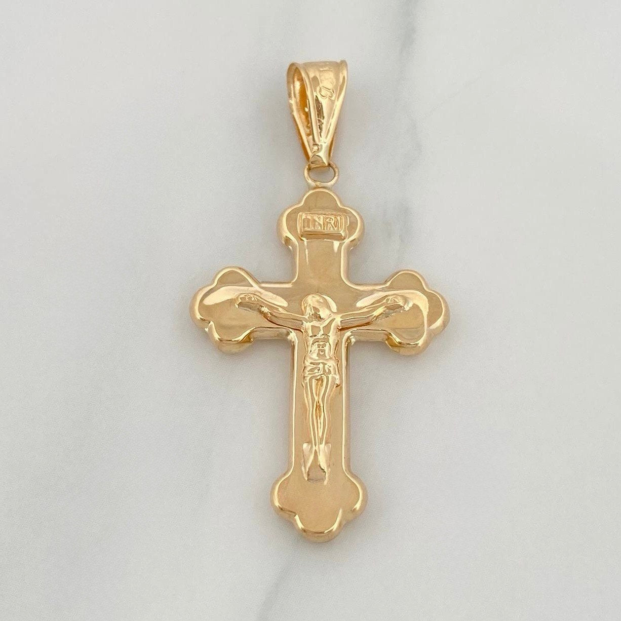 Pendant Cross Christ 1.9 g / 1 1/2 in Yellow Gold 18K
