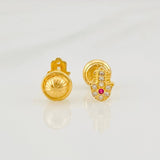Stud Earrings Hamsa Hand 0.8g / in / 6.5mm 18K Yellow Gold