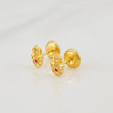 Stud Earrings Hamsa Hand 0.8g / in / 6.5mm 18K Yellow Gold