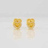 Stud Earrings Hearts 0.75g / in / 7mm Yellow Gold 18K