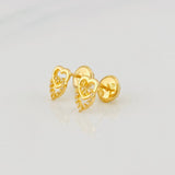 Stud Earrings Hearts 0.75g / in / 7mm Yellow Gold 18K