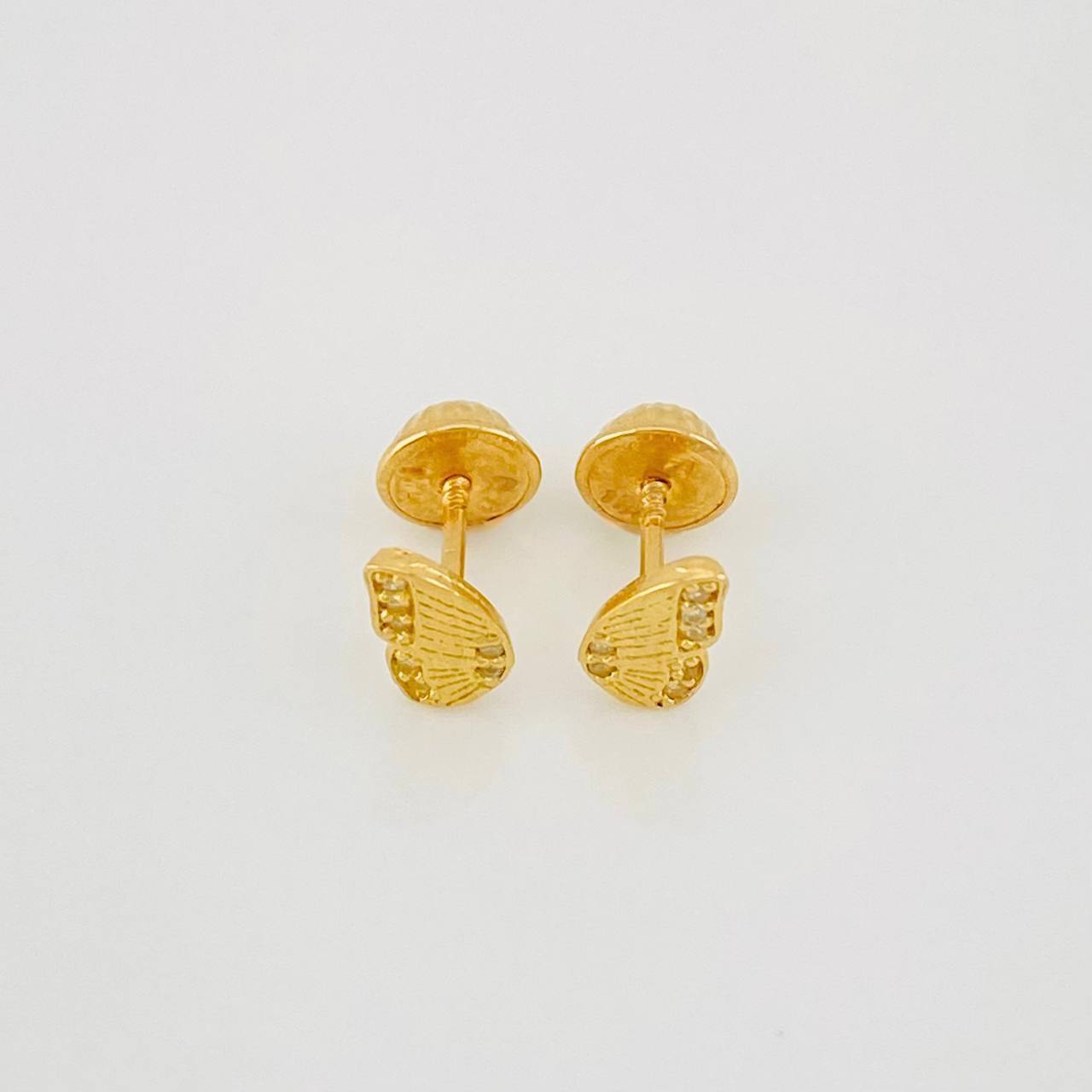 Stud Earrings Butterfly Wings 0.9g / in / 7mm Yellow Gold 18K
