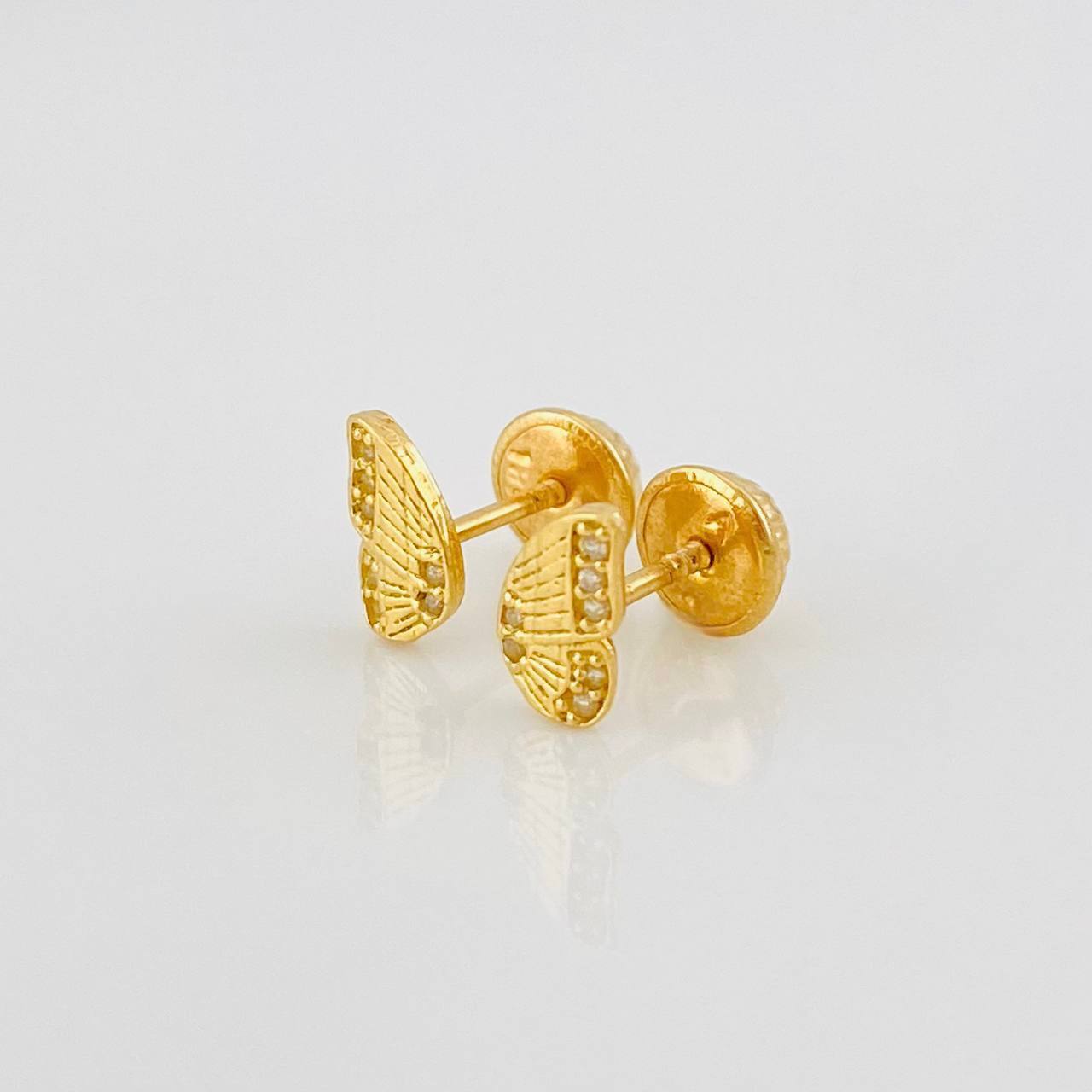 Stud Earrings Butterfly Wings 0.9g / in / 7mm Yellow Gold 18K