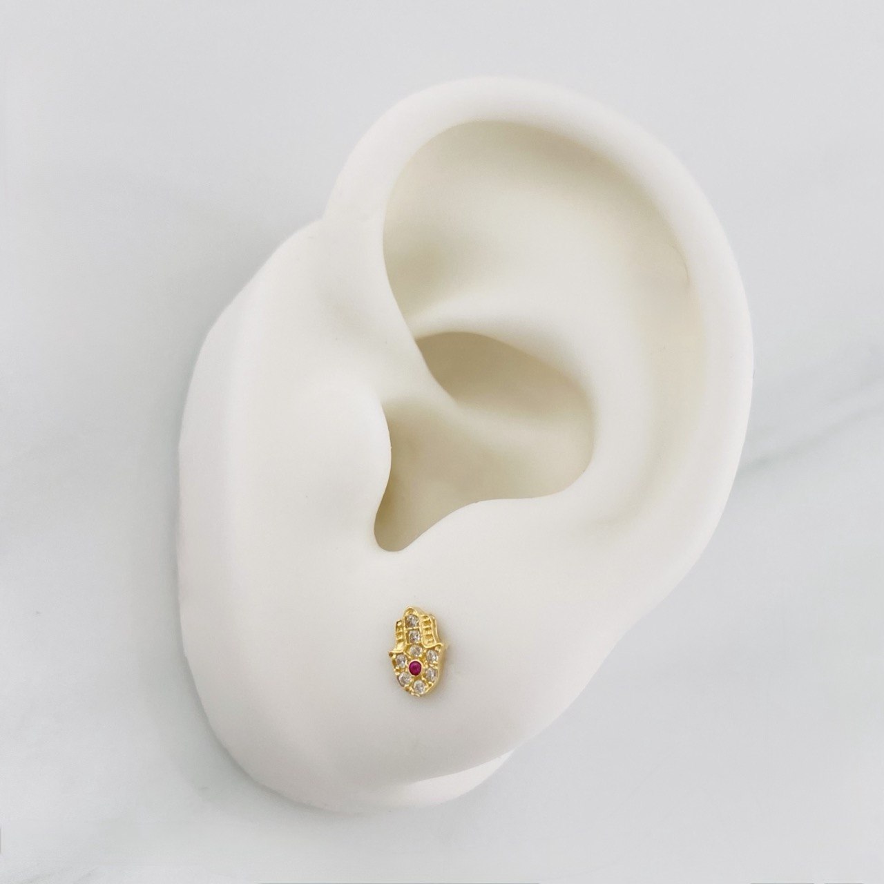 Stud Earrings Hamsa Hand 0.8g / in / 6.5mm 18K Yellow Gold