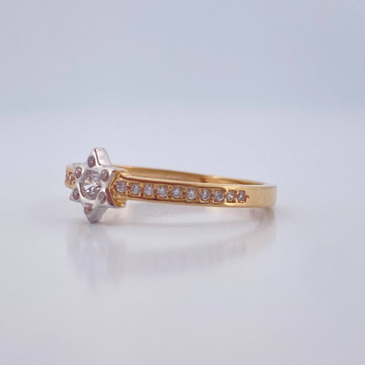 Anillo Estrella David 1.8gr / T7 / Dos Oros Amarillo Blanco 18K %