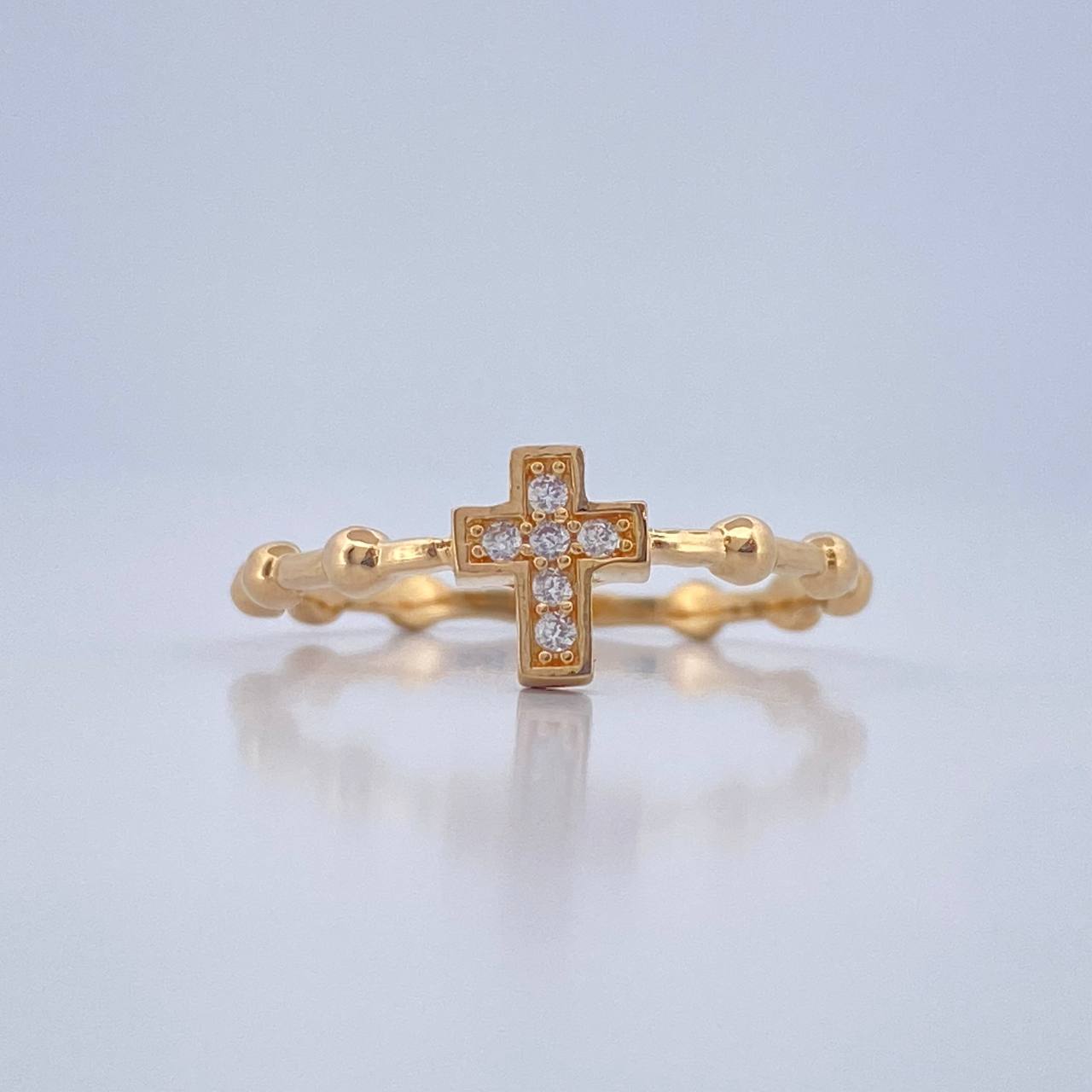 Cross Ring Spheres 1.8gr / T7 3/4 / Yellow Gold 18K %