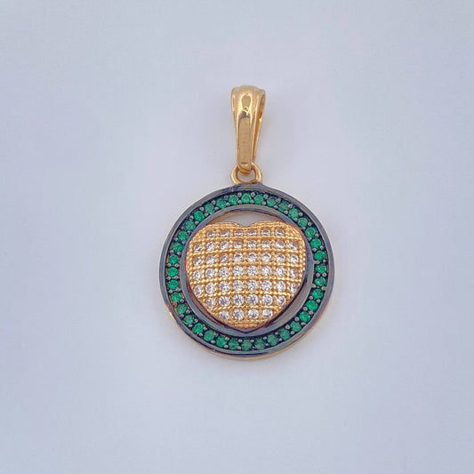 Dije Corazon 2.7gr / 1 in / Dos Oros Negro Amarillo 18K %