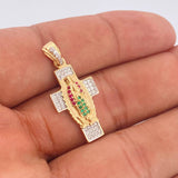 Dije Cruz Virgen Guadalupe 3.25gr / 1 1/4 in / Dos Oros Amarillo Blanco 18K %