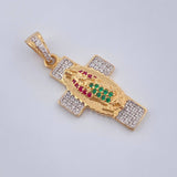 Dije Cruz Virgen Guadalupe 3.25gr / 1 1/4 in / Dos Oros Amarillo Blanco 18K %