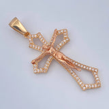 Dije Cruz Cristo 4.95gr / 1 3/4 in / Dos Oros Amarillo Rosa 18K %