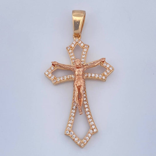 Dije Cruz Cristo 4.95gr / 1 3/4 in / Dos Oros Amarillo Rosa 18K %