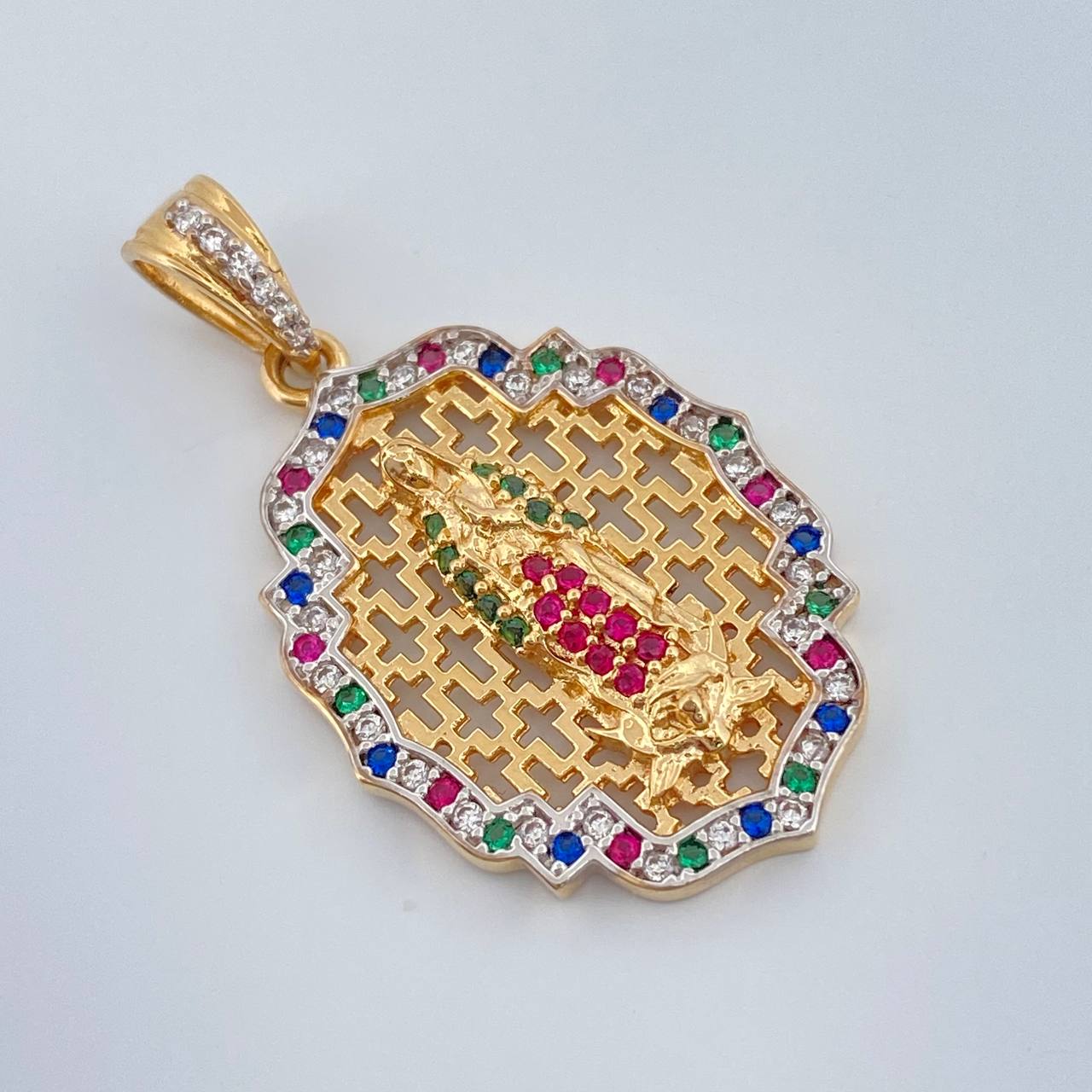 Dije Virgen De Guadalupe 3.65gr / 1 1/4 in / Dos Oros Amarillo Blanco 18K %