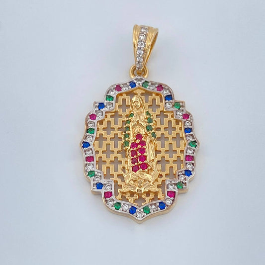 Dije Virgen De Guadalupe 3.65gr / 1 1/4 in / Dos Oros Amarillo Blanco 18K %