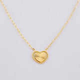 Cadena Aro Seguido Dije Corazón Diamantado 1.4g / 18 in / 1mm Oro Amarillo 18K